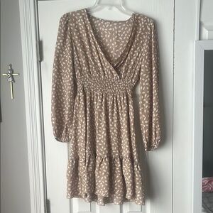 Elegant Tan Patterned Dress